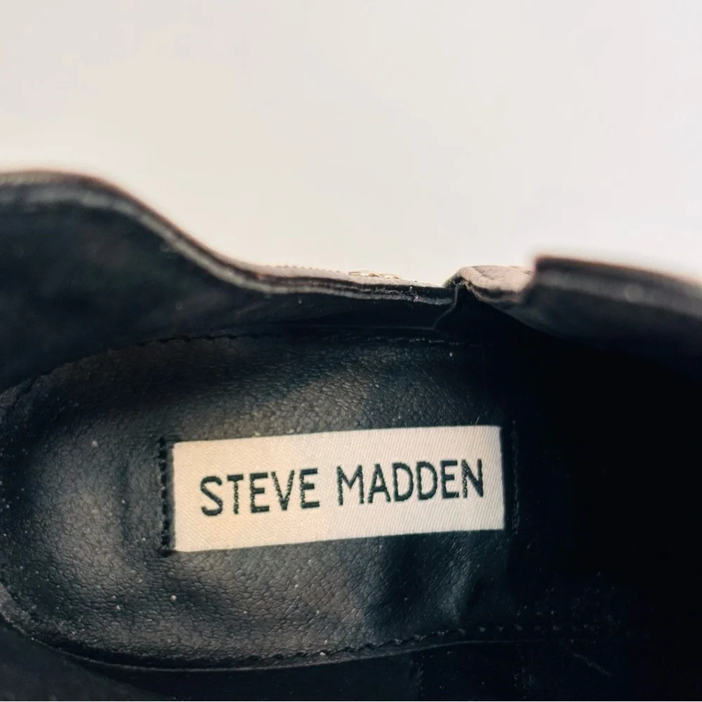 Steve Madden Conspire Studded Leather Ankle Boot Black Size 6.5